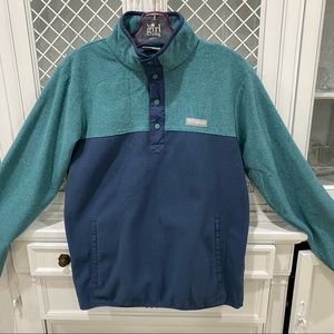 Columbia Men's Fleece Two-Tone Snap Pullover Sz S Unisex Colorblock Sporty